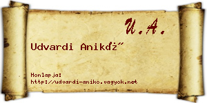 Udvardi Anikó névjegykártya
